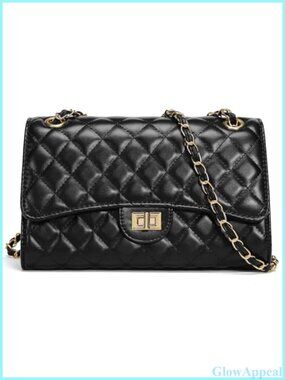 Quilted Crossbody Purse PU Leather Chain Strap Shoulder Bag Women